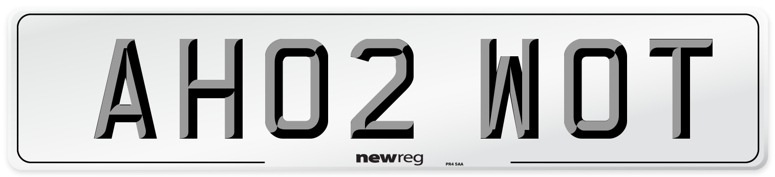 AH02 WOT Number Plate from New Reg